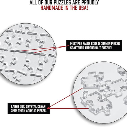 The Clearly Impossible Puzzle 500 Pieces Hard Puzzle for Adults (Acrylic, Jigsaw, 18.75x11 inches, 1 Pound, Made in USA)