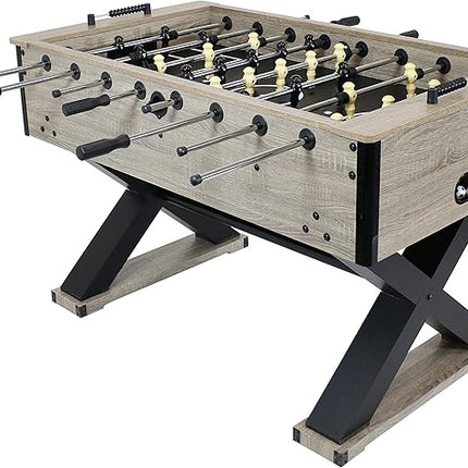 Sunnydaze Delano 54.5-Inch Indoor Foosball Table Adult Size - Soccer Game Table for Adults - 2 Balls - Gray Distressed Wood Look