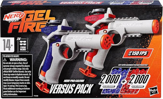 Nerf Pro Gelfire Versus Pack Includes 2 Blasters, 4,000 Gelfire Rounds, 60 Round Capacity, T-Pull Priming, 2 Eyewear, Gifts for Teens Ages 14+ (Amazon Exclusive)