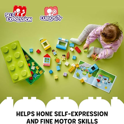 LEGO DUPLO Classic Brick Box Building Set - Features Storage Organizer, Toy Car, Number Bricks, Build, Learn, and Play, Great Gift Playset for Toddlers, Boys, and Girls Ages 18+ Months, 10913