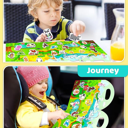 Benresive Reusable Sticker Books for Kids 2-4, Sticker Books for Toddlers 1-3 2-4, Toddler Travel Toys Activities Crafts Gifts - Animals