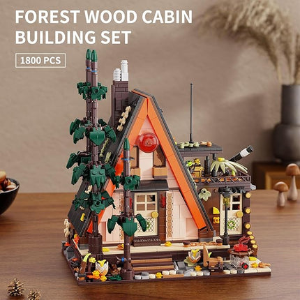 TGL TYCOLE Wood Cabin Building Blocks Set with LED Lights,1800 PCS Wooden Forest House Building Toys,STEM Treehouse Construction Model,Birthday Gift for Adults Teens Boys Girls Age 8-12