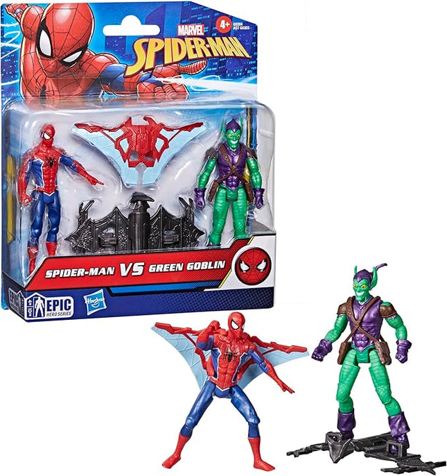 SPIDER-MAN Marvel Epic Hero Series vs Green Goblin 4-Inch Action Figure Set & 2 Accessories, Marvel Super Hero Toys for Kids Ages 4 & Up