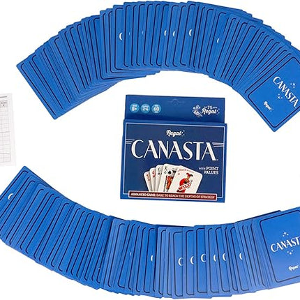 Regal Games Canasta Cards Set for Adults - Rummy Style 2-6 Player Card Games - Fun & Travel Playing Cards for Game Night (2 Decks, 54 Cards Each)