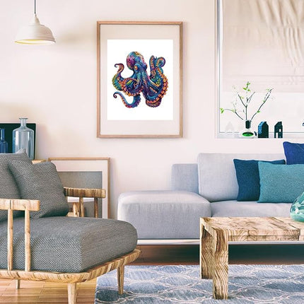 500 Piece Puzzles for Adults, Wooden Octopus Jigsaw Puzzles Royal Unique Shape Ocean Puzzle, Irregular Wood Puzzles Creative Gift for Adults and Kids Family Game (16.9x16.9 in)