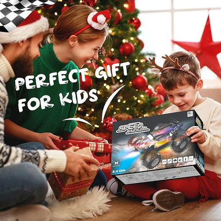 Remote Control Car, 1:18 2WD Off-Road RC Truck 20 KM/H, All-Terrain RC Cars with Headlights, BodyLights, 2.4GH Rechargeable Remote Control Monster Truck, Christmas or Birthday Gift Toys for Boys Girls