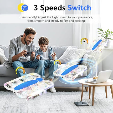 Drone for Kids, RC Drone Indoor Small Helicopter, Multi-flash Colors, Propeller Full Protect, Altitude Hold, 3D Flip, Circle Fly, Self-Rotation, Mini Quadcopter Toy with 2 Batteries