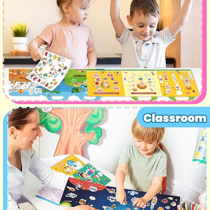 Reusable Sticker Book for Toddlers 2-4 Years, Stickers for Kids, Toddler Sticker Book Ages 1-3, Toddler Craft Activities, Toddlers Travel Toys Ages 2+ Boy Girl Birthday Gifts