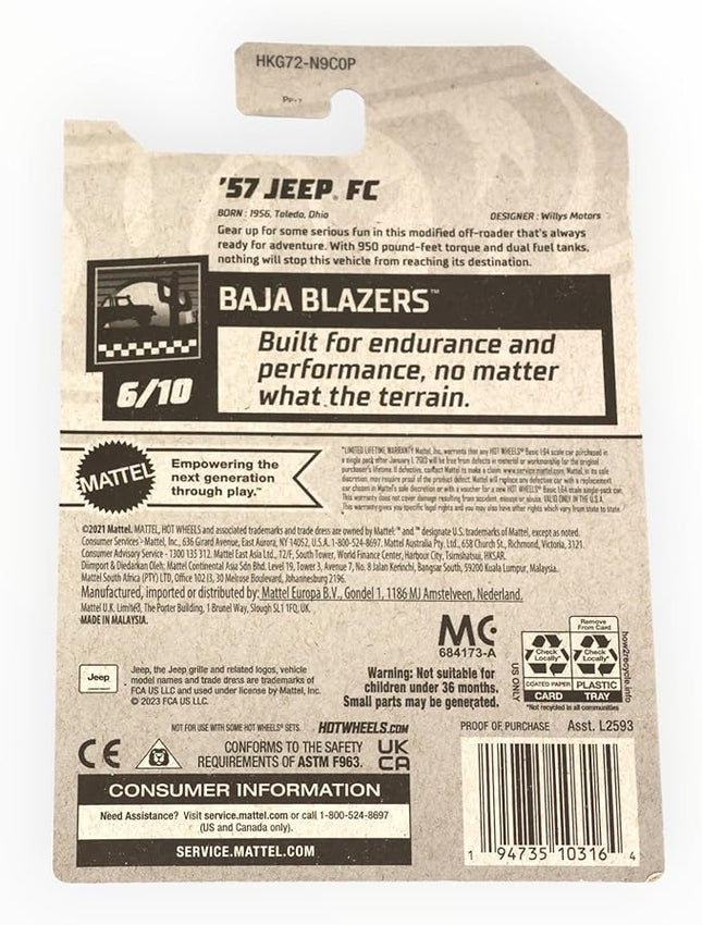 Hot Wheels '57 Jeep FC, Baja Blazers 6/10 [Blue] 218/250
