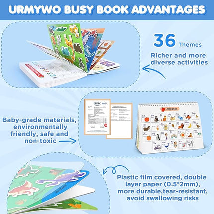 Busy Book for Toddlers 3-5, Preschool Learning Activities, Montessori Learning Educational Toys, Tracing Activity Coloring Books for Kids Ages 4-8, Autism Sensory Travel toys, Christmas Birthday Gifts