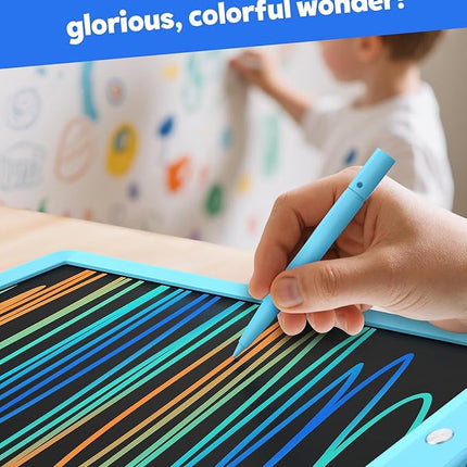TEKFUN LCD Writing Tablet Doodle Board, 10inch Colorful Drawing Tablet Writing Pad, Kids Travel Essentials, Toddler Toys for 3 4 5 6 7 8 Year Old Girls Boys (Blue)