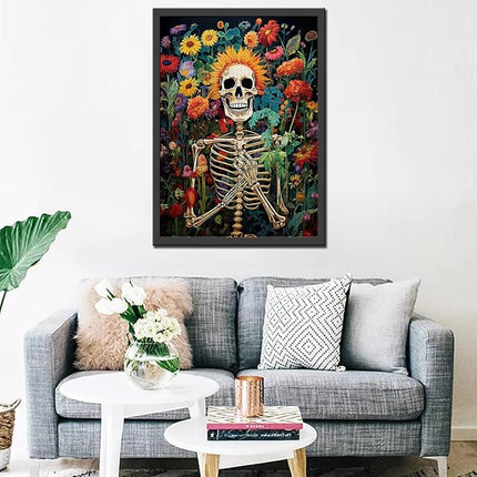 Human Skeleton Jigsaw Puzzles 1000 Pieces for Adults, Families (Skullman,Wildflowers,Tropical Plants) Pieces Fit Together Perfectly 19.7''x27.6''inch Garden Jungle Frameable Magic Puzzle Art（Yellow）