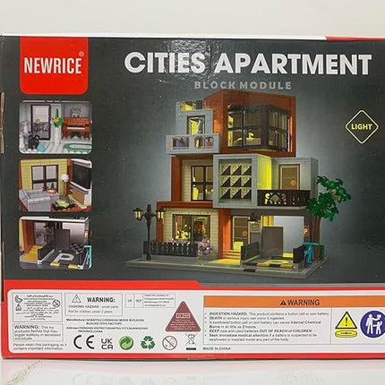 Modern Villas Architecture Building Kit with LED Lights,3 Levels Villas Apartment Building Blocks Toy,for 12+Year Teen,Adul（1399 Pieces）