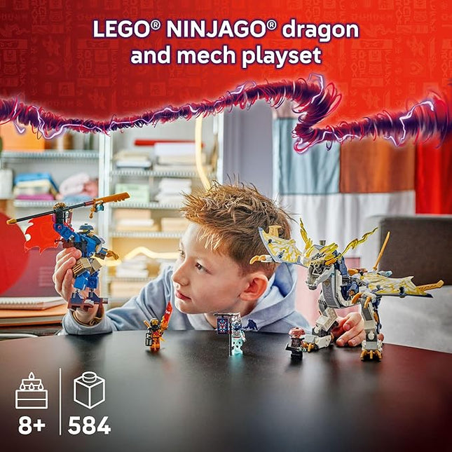 LEGO NINJAGO Rogue’s Mech Dragon Rider Building Toy - Dragons Rising Play Set & 4 Ninja Toy Minifigures for Boys & Girls, Ages 8+ - 2 Ways to Build & Play - Gift Idea for Birthdays - 71843