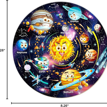 SYNARRY Solar System Floor Puzzles for Kids Ages 4-8, Large 70 Piece Jigsaw Puzzles for Kids Ages 4-6, Space Planet Astronaut Toys Gifts Puzzles for 3-5 5-7 8-10 Years Old Toddlers Boys Girls Children