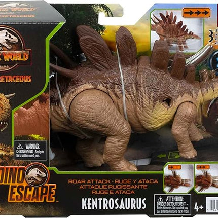 Jurassic World Camp Cretaceous Roar Attack Kentrosaurus Dinosaur Action Figure, Toy Gift with Strike Feature and Sounds