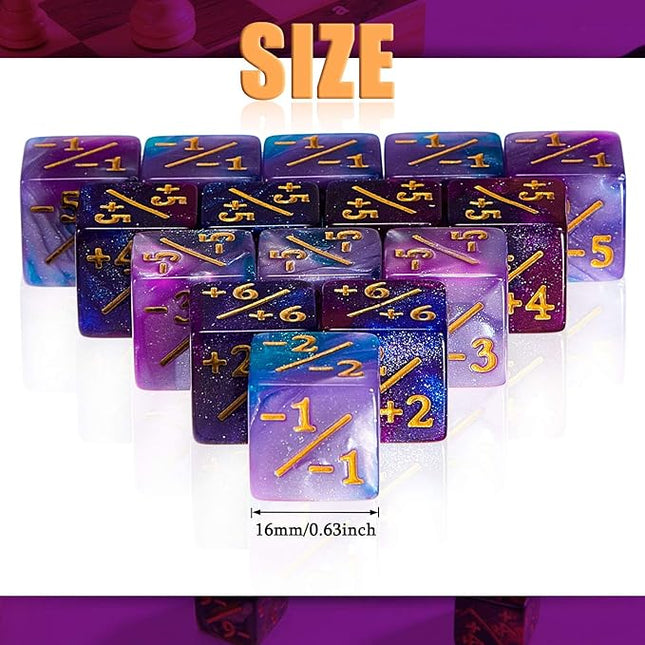 Sumind 24 Pcs Counter Dice -1/+1 Counters Buff Tokens 6 Sided Dice Gifts Compatible with MTG CCG TCG Cards Gaming Accessory (Fresh Style)