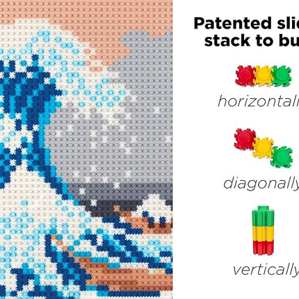 Pix Brix Pixel Art Puzzle Bricks - The Great Wave Off Kanagawa Pixel Puzzle, 4,187 Pieces - Patented Colorful Building Bricks to Recreate This Famous Print, Create Builds Without Water, Iron or Glue