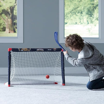 Franklin Sports NHL Mini Hockey Set - Kids Indoor Knee Hockey Goal, Ball, + 2 Stick Combo - Youth Team Indoor Toy Set - Official - Ages 3+