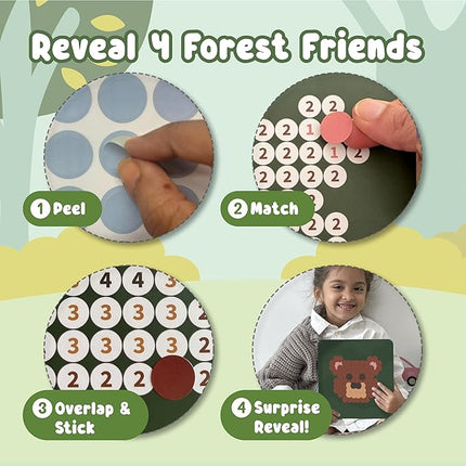 BINCA Dotties Dot Art Activity Kit, 750+ Stickers, Forest Animals Mess-Free Activities, DIY Dot Sticker Art for Toddlers, Kids Travel Activities, Craft Kits & Gifts for Boys & Girls Ages 4,5,6,7