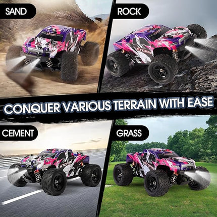 1:18 Scale RC Cars for Adults and Boys, 40KM/H Fast RC Cars 2.4Ghz Remote Control Car, 4X4 Off-Road Waterproof Monster RC Truck, Remote Control Truck with 2 Shells and 2 Rechargeable Batteries