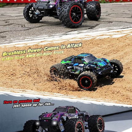 HAIBOXING 1/18 Scale Brushless Fast RC Cars 18859A, 4WD Off-Road Remote Control Trucks 48 KM/H Speed for Adults and Kids Boys, All Terrain Truck Toys Gifts with Extra Shell and Battery 40+ min Play