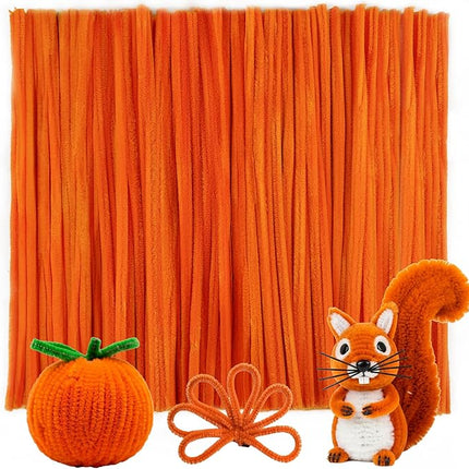 Caydo 200 Pieces Orange Pipe Cleaners Craft Chenille Stems for DIY Art Creative Crafts Party Decorations (12 Inch x 6 mm)