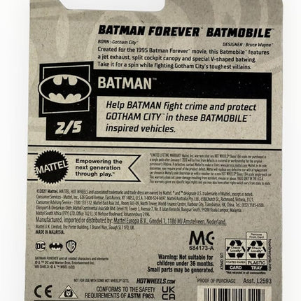 Hot Wheels Batman Forever Batmobile, Batman 2/5 [Gray] 55/250