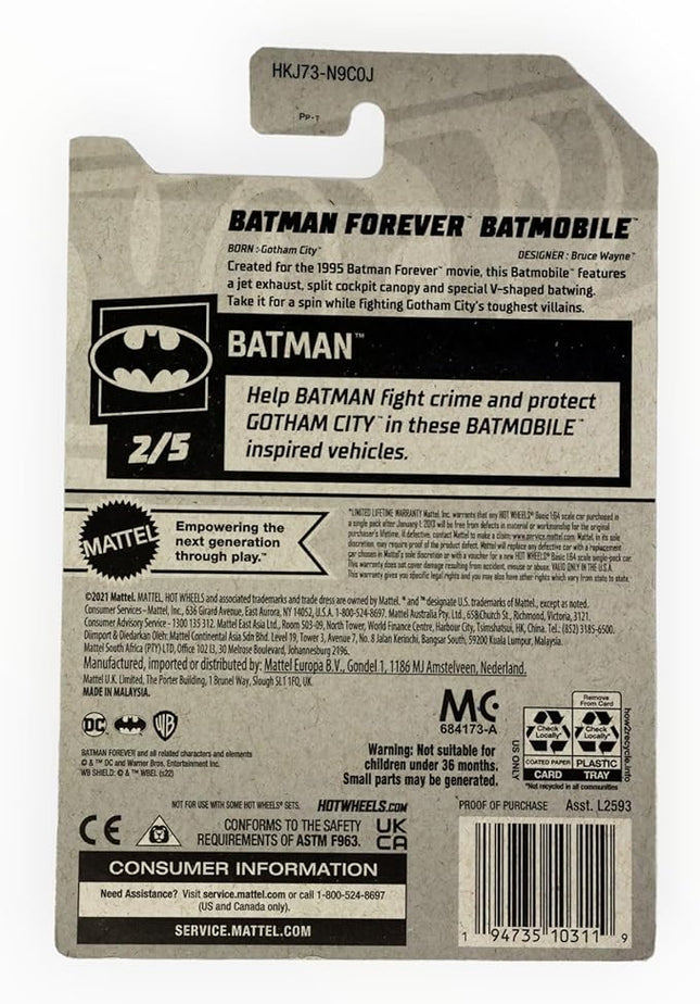 Hot Wheels Batman Forever Batmobile, Batman 2/5 [Gray] 55/250