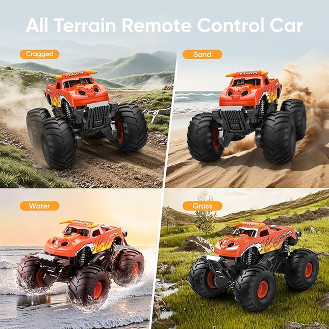 Waterproof Monster Truck Toys 1:16 Amphibious Remote Control Car All Terrain Off-Road Pickup Truck 4WD RC Cars Toys for 8 9 10 11 12 Year Old Boys Girls Gifts