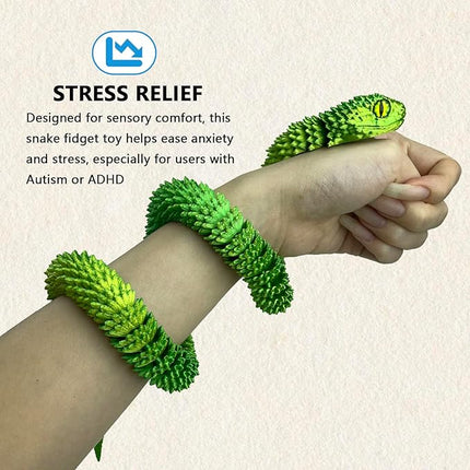 24in 3D Printed Snake Toys, Flexible 3D Printed Animal, Fidget ADHD Snake Toys, Perfect Desk Pet for Animal Collectors