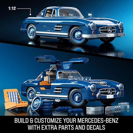 Hot Wheels Premium Series Building Set, Mercedes-Benz 300 SL with 1600 Pieces, Realistic Details and Metal Parts, Adult Collectors