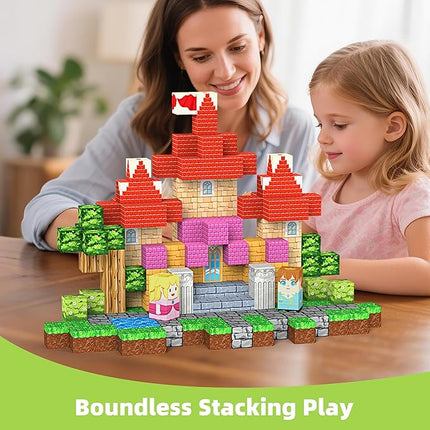 DUDEZOOM 200PCS Magnetic Blocks Kid Building Toys for 3+ Years Old Girls, Upgraded STEM Sensory Gifts for Princess, Kids Magnets Game for Toddler