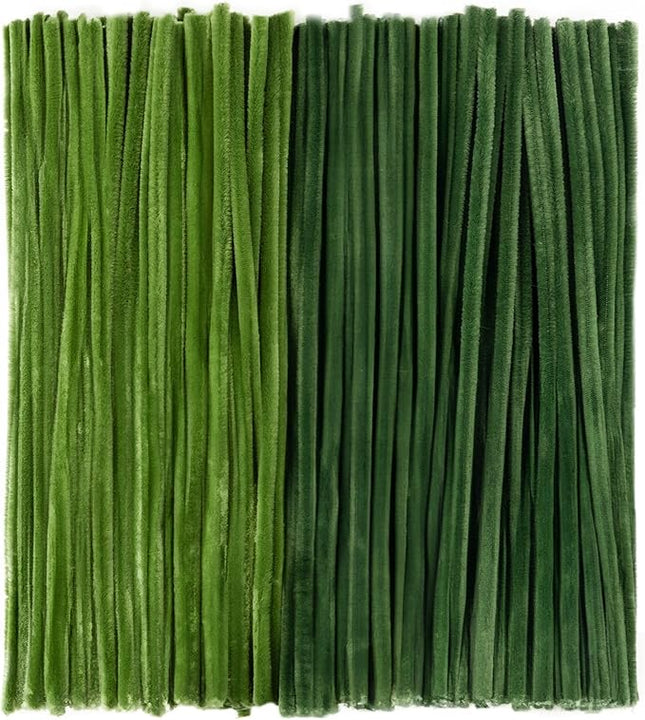 Caydo 200 Pieces Green Pipe Cleaners,Thick Fluffy Chenille Stems, Pipe Cleaner Crafts for Arts & Crafts, Perfect for Making Animals, Flowers, and St. Patrick's Day Decorations