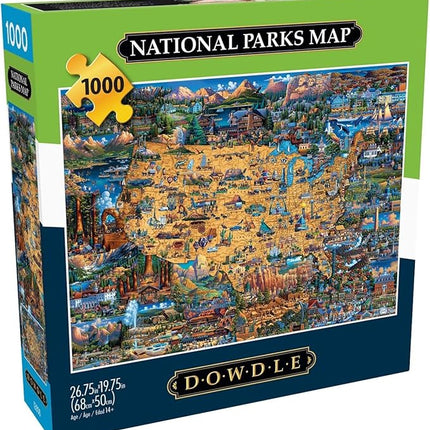 Buffalo Games - Dowdle - National Parks Map - 1000 Piece Jigsaw Puzzle for Adults -Challenging Puzzle Perfect for Game Nights - Finished Size is 26.75 x 19.75