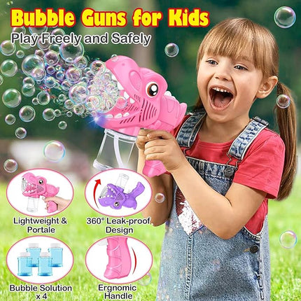 Toys for Girls Kids Ages 3-8: Bubble Gun for Kids 2 Rechargeable Dino Bubble Machine Gift for 3 4 5 6 7 8 Girls Toddlers Ages 4-6 Easter Basket Stuffers Outoor Birthday Christmas Valentines