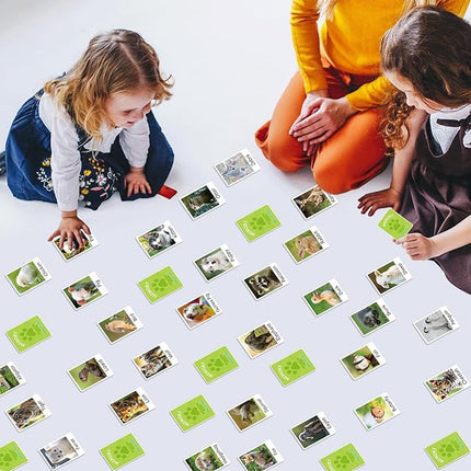 gisgfim 50 Pairs Memory Matching Game Animal Babies Concentration Memory Card Educational Game for Kids Adults A Fun & Fast Baby Animals Game Toddlers Preschool Family Board Gift Matching Games