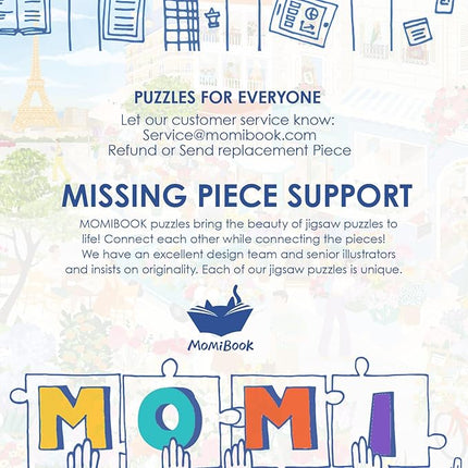 MOMIBOOK Puzzles for Adults 1000 Pieces Jigsaw Puzzles of Paris in Bloom, Painting Image Steet Flower Shop Difficult Challenging Hard Impossible Puzzle Unique Funny Party Christmas Birthday Gifts