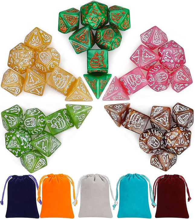 CiaraQ Polyhedral Dice Set - DND Role Playing Dice for Dungeons and Dragons RPG Table Games, Multi-Color, 35pcs