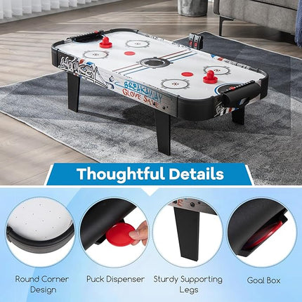 KOTEK Air Hockey Table, 42 Inch Air Hockey Arcade Table with 2 Pushers, 2 Pucks, LED Scoreboard & Electric Motor Fan, Table Top Air Hockey Game for Kids & Adults, Game Room, Home, Office, Club