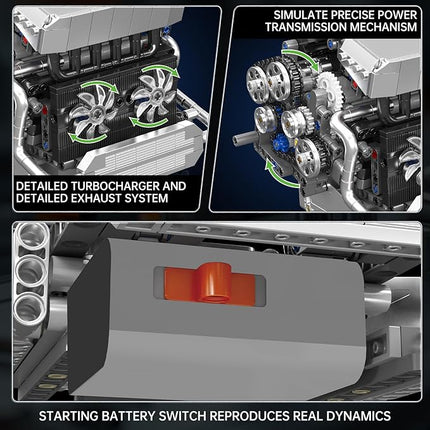 Mould King 10213 Car Engine Building Sets, Intelligent Chip Drive Engine Model Kit That Runs, Build Your Own STEM V8 Engine Model Toys for Age 14+/Adults Collections Home or Office Décor (744+ PCS)