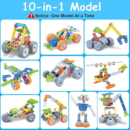10 in 1 STEM Toys for 4 5 6 7 8+ Year Old Boy Girl Birthday Gifts Building Toys for Kids Ages 4-8 5-7 6-8 Educational Learning Stem Activities for Boys 3-5 4-6 8-10 Creative Games Valentine Idea Gift