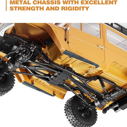 BEEZRC FMS 1/10 RC Crawler FJ40 Toyota Licensed 4WD 2.4G Model Car Hobby 4x4 Rock Crawler Offroad Truck Remote Control Car with Transmitter for Adults (Yellow) FMS11035RSYL