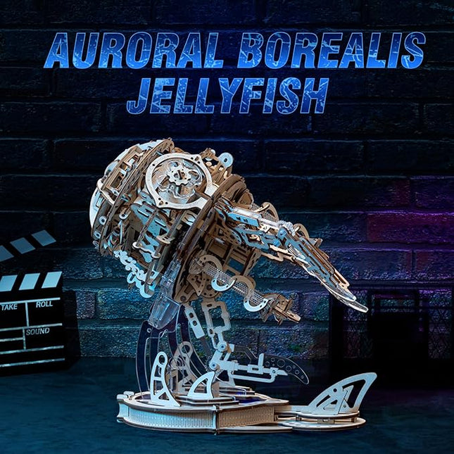 3D Wooden Puzzles for Adults, 3D Puzzle Model Aurora Jellyfish Toys Building Kits, DIY Wood Crafts Cool Toy Hobbies for Men Women, Creative Assembly Gifts