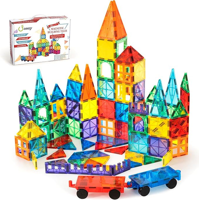 cossy 120Pcs Magnetic Tiles Magnetic 3D Building Blocks Set Educational Construction Toys for 3+ Year Kids with Stronger Magnets, Educational Toys, Recreational, Conventional