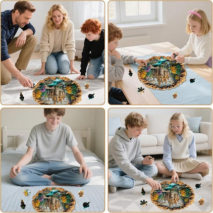 Castle 200 Pieces Wooden Puzzles for Adults - Majestic Autumn Castle Landscape Jigsaw Puzzles, Premium Stress Relief Brain Teaser & Premium Decorative Gift, 11.2x11.2 in