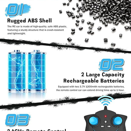 RC Sideways Stunt Car, 2.4 Ghz Remote Control Drift Car, Features 360° Rotation, Spins, Spray, All Terrain 4WD RC Stunt Cars Toys for 6-12 Years Boys Girls Gifts for Christmas New Year