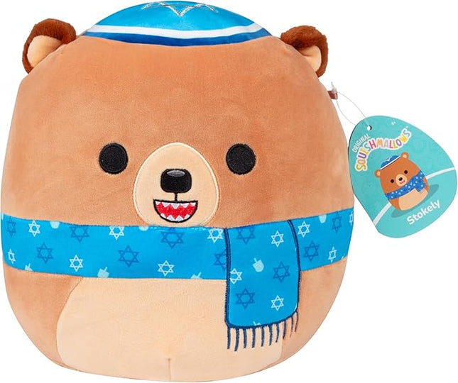 Squishmallows Original 10-Inch Stokely The Jewish Teddy Bear - Official Jazwares Holiday Hanukkah Plush - Collectible Soft & Squishy Stuffed Animal Toy - Gift for Kids, Girls & Boys