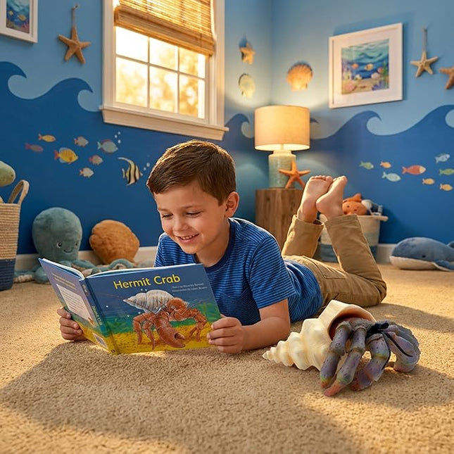 Gemini&Genius Sea Animal Hermit Crab Action Figure Toy for Kids, Soft Rubber Realistic Ocean Crab Educational and Role Play Toys for Kids and Collectors, Great Swimming and Bath Toys (Hermit Crab)