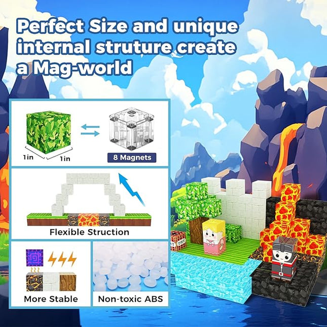 Magnetic Blocks, 100 PCS Building Blocks Set, Magnetic Tiles Building Toys for 3+ Year Old Boys & Girls, STEM Magnetic Building Blocks for Toddlers Kids